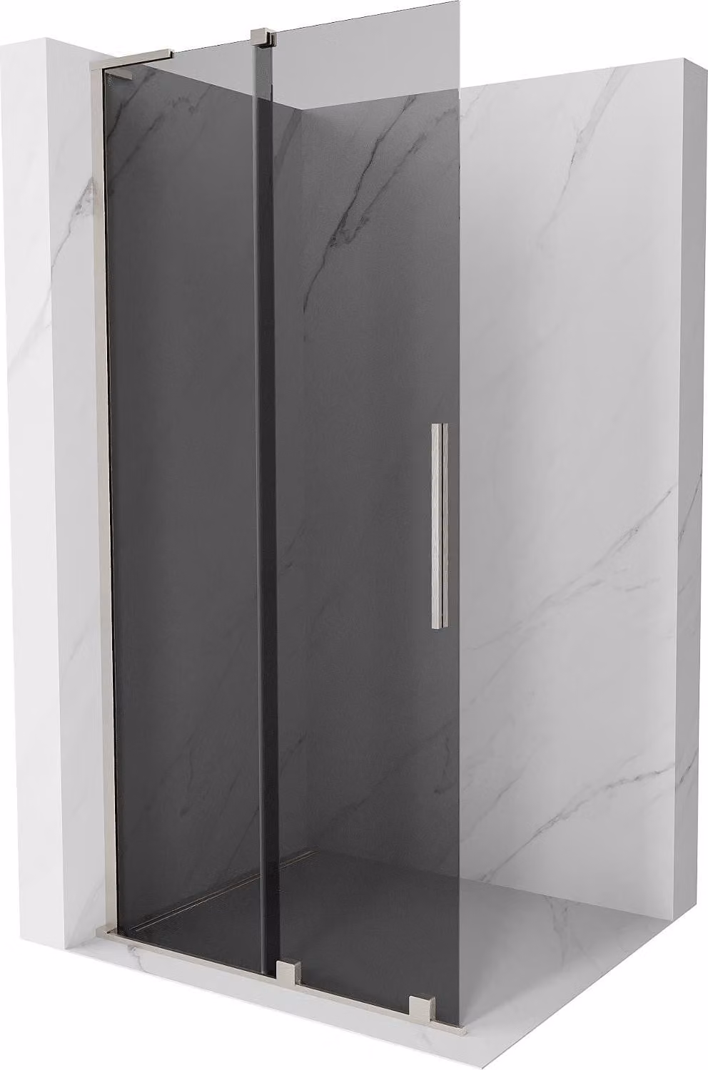 Mexen Velar L parete doccia scorrevole Walk-in 90 x 200 cm, grafite 8 mm, nichel spazzolato - 871-090-003-43-97