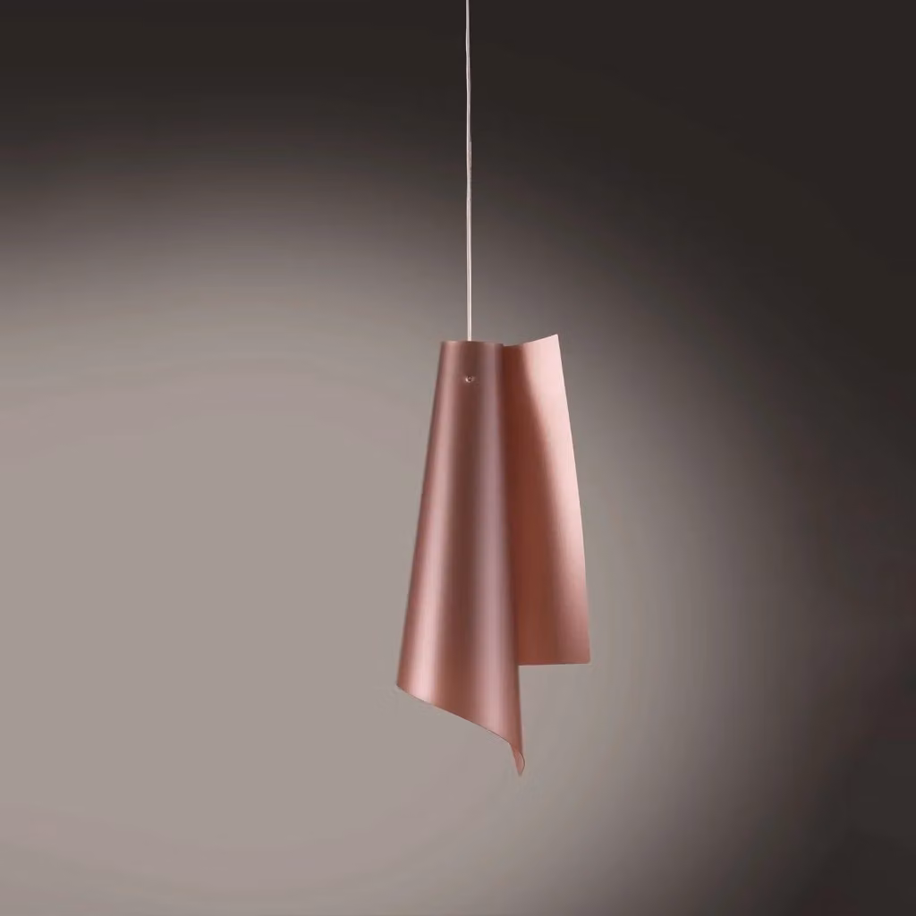 Lampada a sospensione moderna Vela Polilux Linea Zero in rame e metallo cromo, attacco E27, H 68 cm – 2