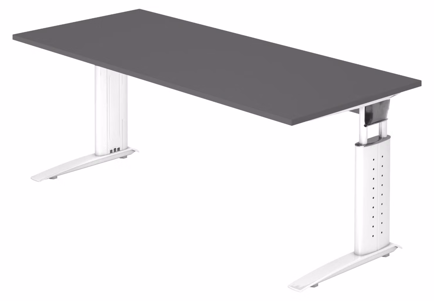 bümö Scrivania Serie-U - Decorazione: grafite, dimensioni: 180 x 80 cm, struttura: bianco