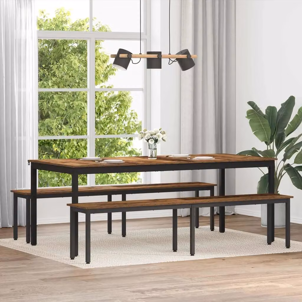 Panchina in legno vecchio e metallo DESIGN IN, colore marrone, L/P/H: 200 x 35 x 45 cm – 2