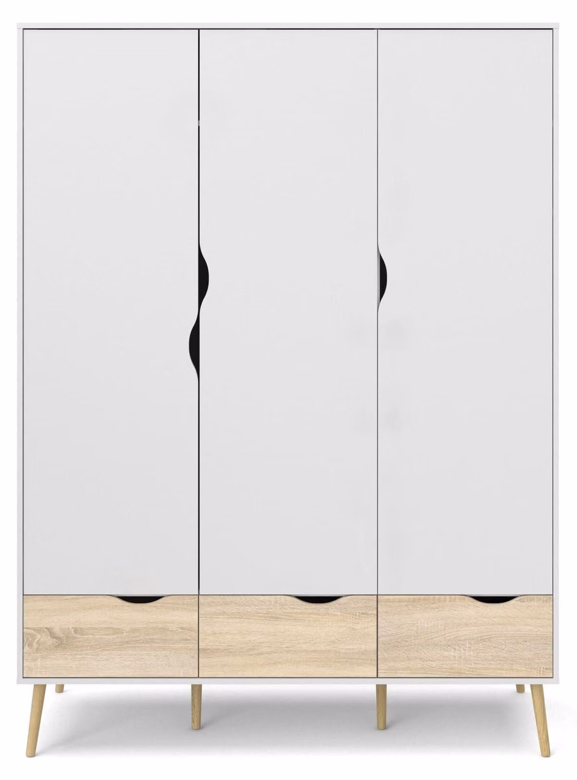 Calicosy - Armadio 3 ante, 3 cassetti bianco e rovere decorativo L147,2 cm - BILLUND