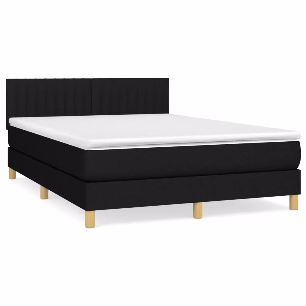 Letto Ibrido vidaXL con Giroletto a Molle e Materasso in Tessuto Nero e Bianco L/P/H: 140 x 200 x 88 cm – 2