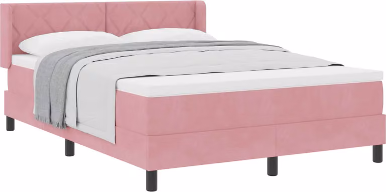 Letto a molle con materasso Nero 100x200 cm Velvet Pink
