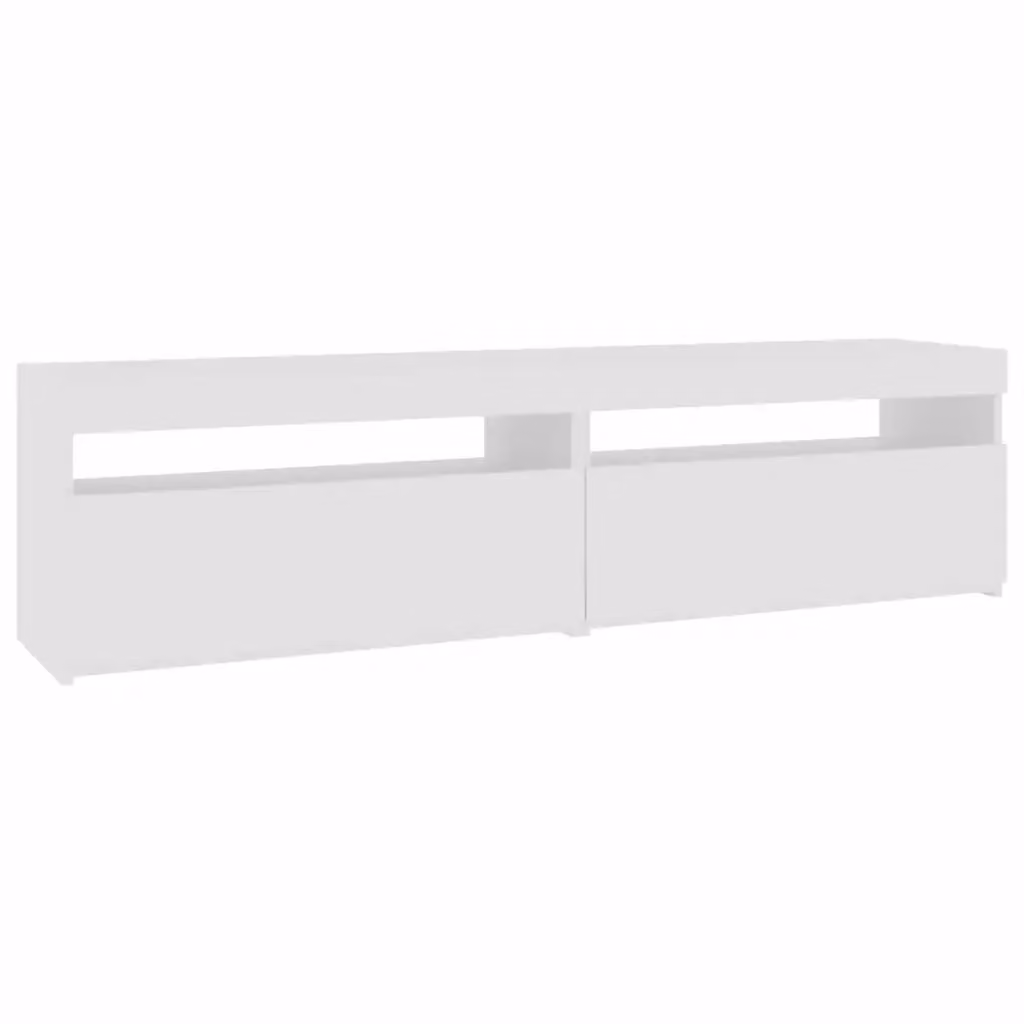 Set di 2 mobili porta TV vidaXL con luci LED in stile moderno, colore bianco opaco, L: 75 cm, P: 35 cm, H: 40 cm