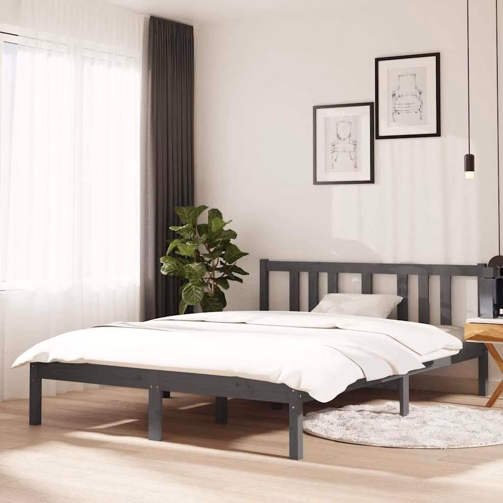 Giroletto vidaXL in legno massello di pino grigio L: 140,5 cm, P: 195,5 cm, H: 69,5 cm