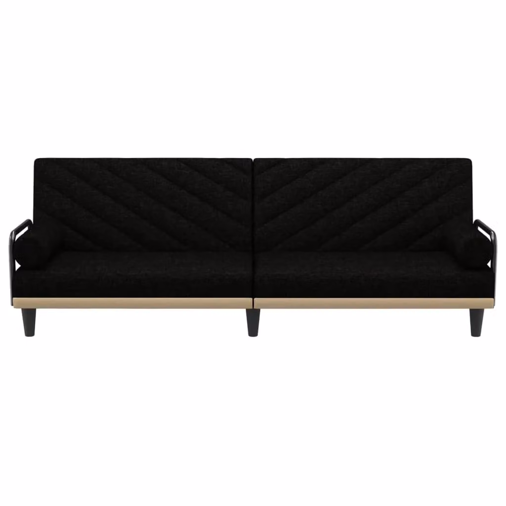 Divano letto moderno HELLOSHOP26 in tessuto nero con braccioli e poggiatesta regolabile L/P/H: 205 x 89 x 70 cm – 2