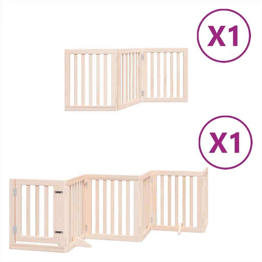 Cancello per Cani con Porta Pieghevole 9 Pannelli 450 cm Pioppo