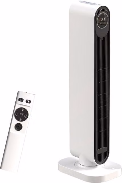 Termoventilatore HOMCOM da 2000W con telecomando, oscillazione e timer, Bianco, L/P/H: 30 x 22 x 82.5 cm – 1