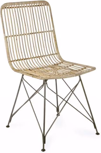 Set di 4 Sedie in Intreccio Kubu Naturale con Base in Acciaio - TATIANA