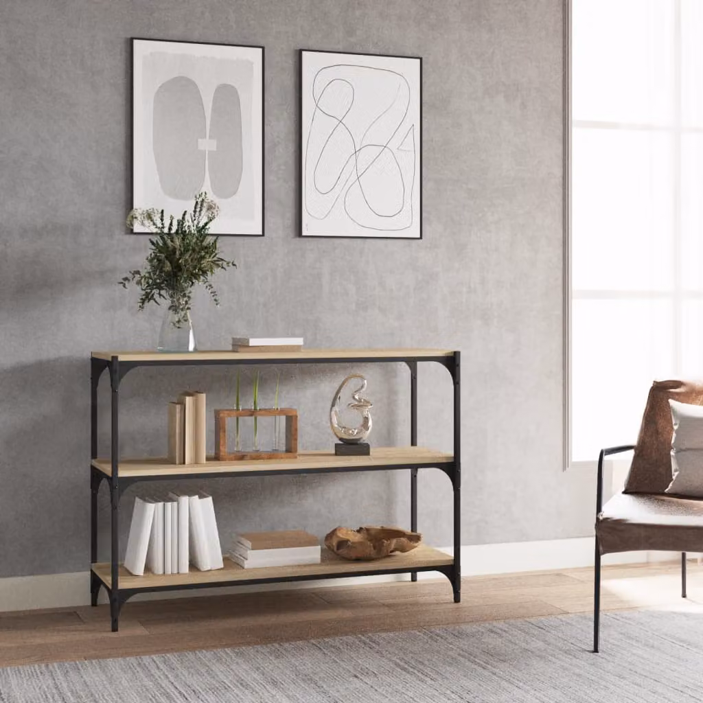 Libreria industrial vidaXL in legno e metallo color marrone, L 100 x P 33 x H 70,5 cm