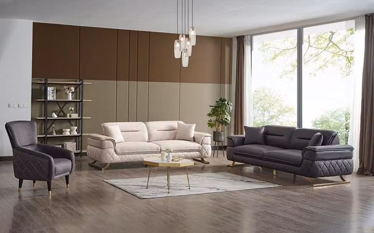 Sofagarnitur Polster Set Garnitur Wohnzimmer Sitz Sofa 3+2+1 Set Textil Sessel
