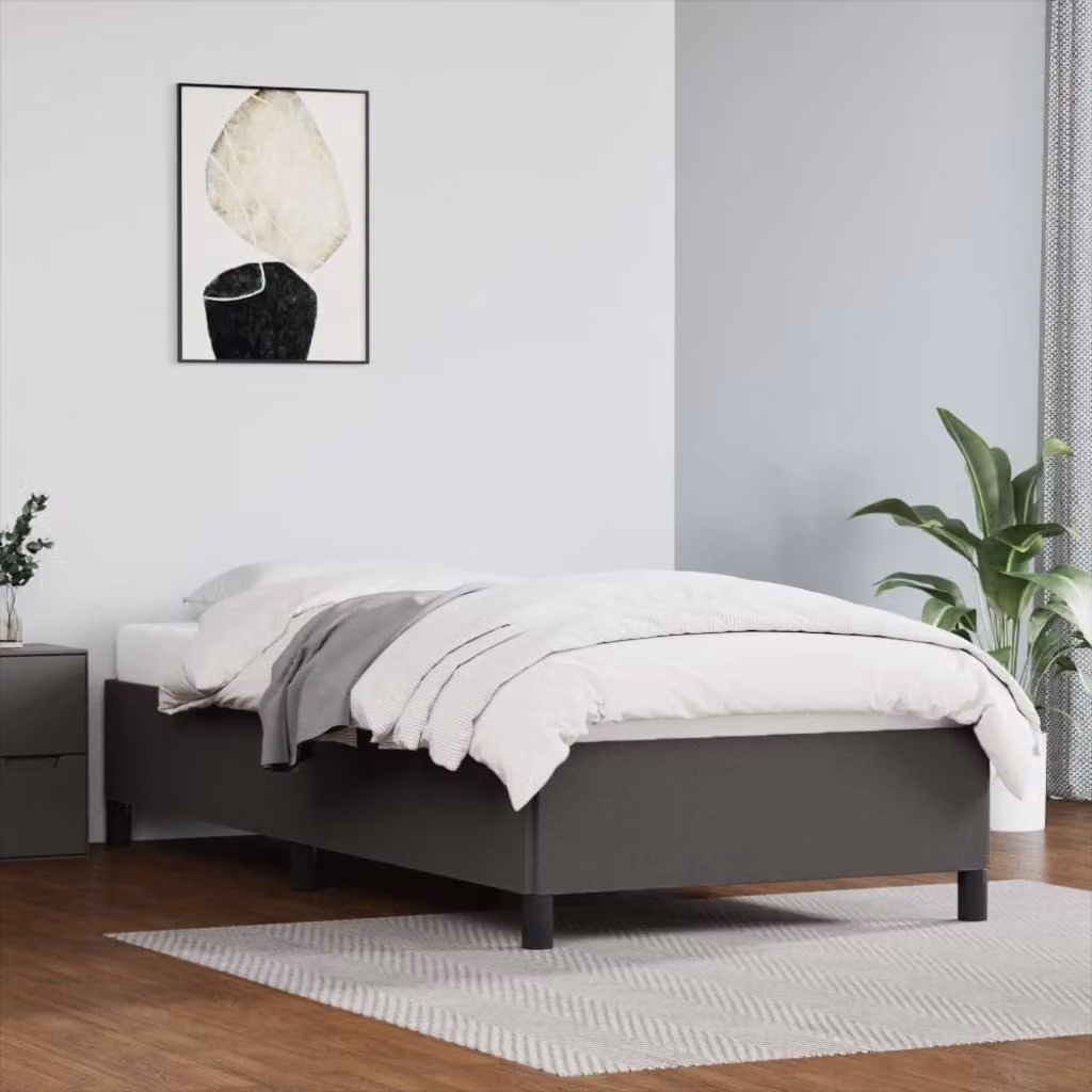The Living Store Struttura letto grigia 90x200 cm in ecopelle