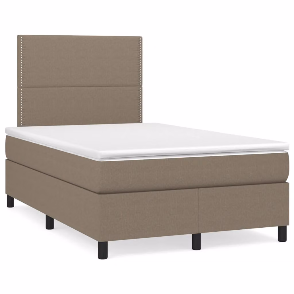 vidaXL Letto Ibrido con Giroletto a Molle e Materasso in Tessuto Beige e Bianco, L/P/H: 120 x 200 x 193 cm