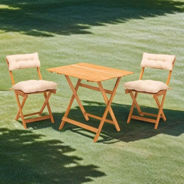 Set Tavolo e 2 Sedie DMORA Moderno in Legno, Beige e Bianco