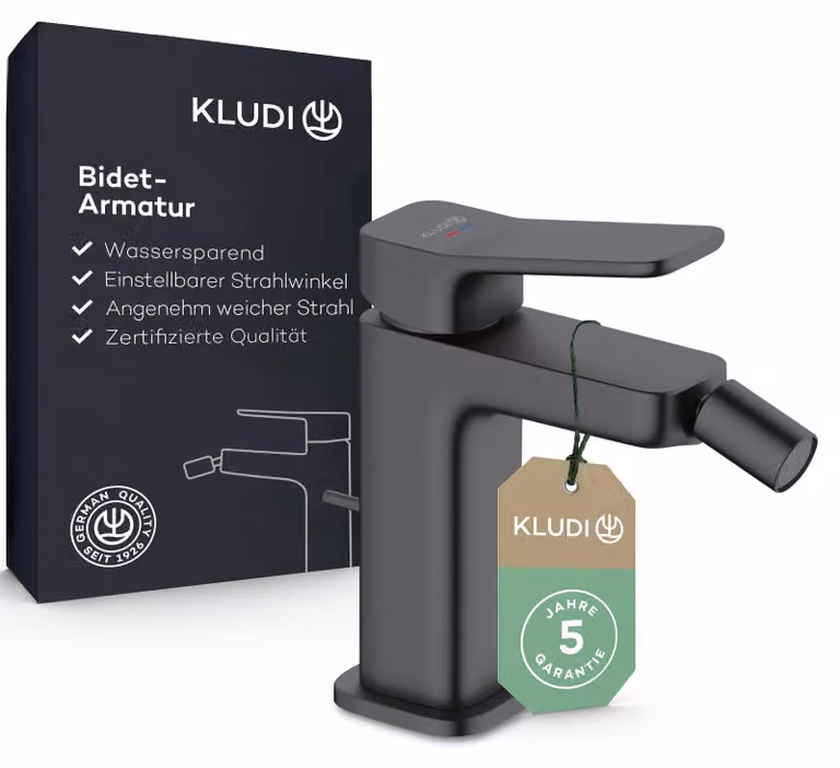 KLUDI-X3: Rubinetto monocomando per bidet con sistema di scarico a tirante e altezza comfort di 100 mm