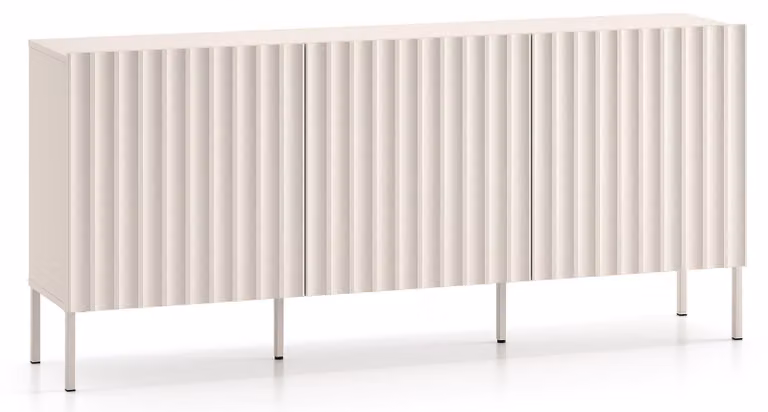Selsey Derriva - Credenza a 3 ante con frontali scanalati, beige chiaro, 170 cm