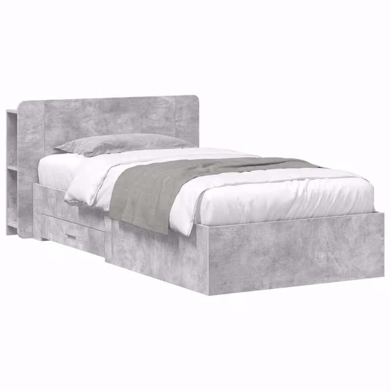 vidaXL Letto Moderno con Cassetti in Legno MDF Grigio Cemento L: 190 cm x P: 140 cm x H: 211,5 cm