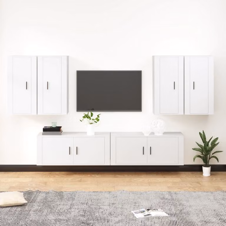 Set di mobili porta TV vidaXL in 6 pezzi bianco in legno e MDF per il tuo soggiorno