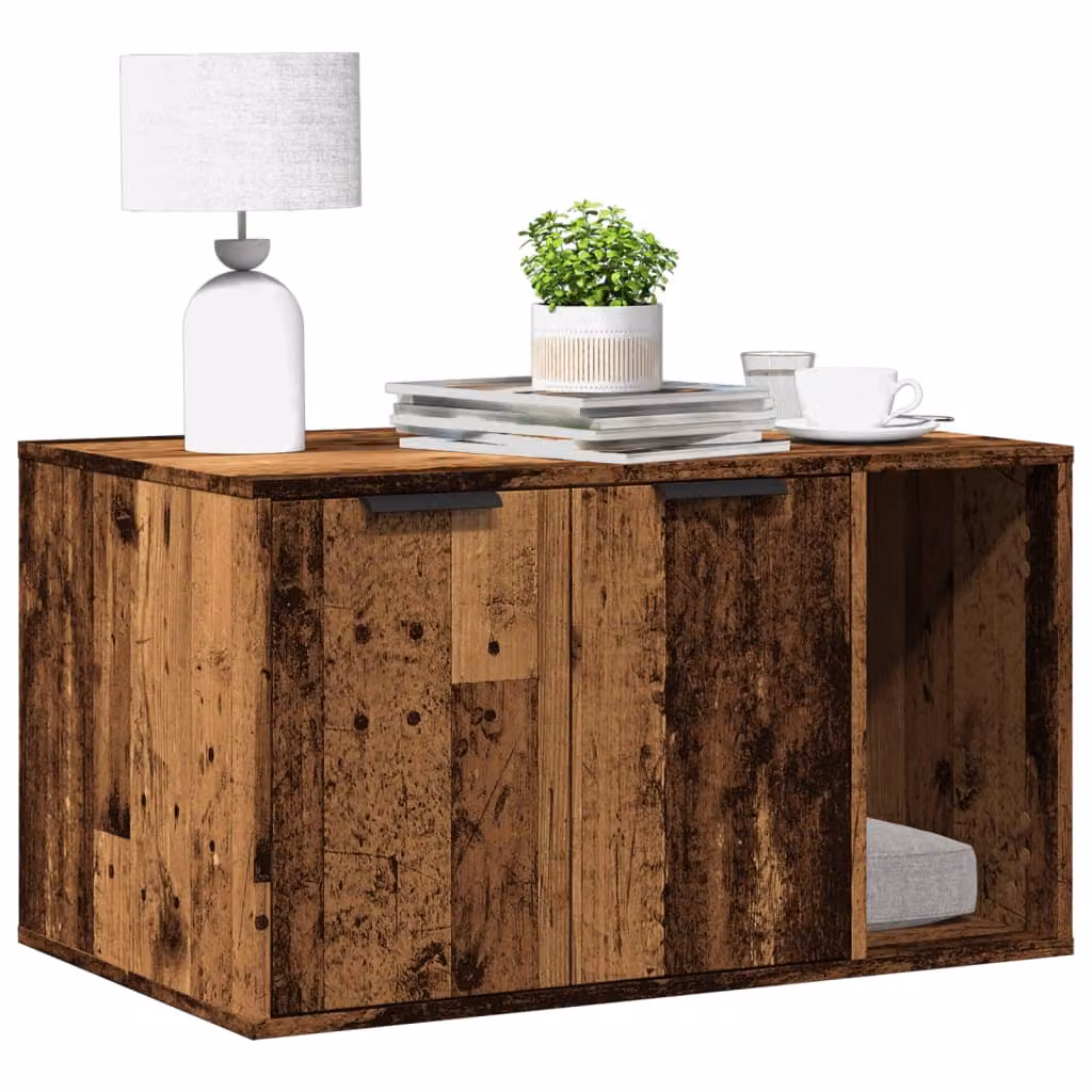 Recinto per lettiera per gatti vidaXL in legno effetto vecchio marrone, L 80 cm x P 50 cm x H 45 cm