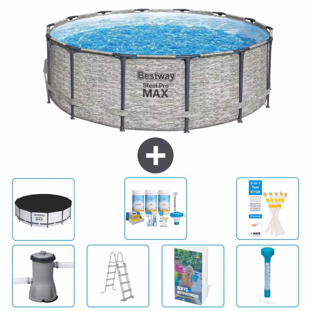 Piscina gonfiabile Bestway Steel Pro MAX, rotonda, 427x122 cm, composta da 6 parti, modello S574
