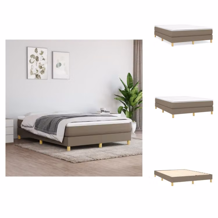 vidaXL Letto a molle con materasso in tessuto taupe 140x190 cm - Letti e strutture letto