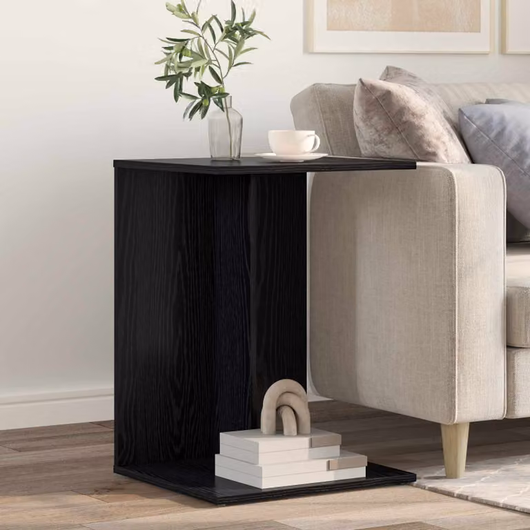 vidaXL Tavolo laterale moderno in rovere nero L/P/H: 45 x 40 x 62,5 cm