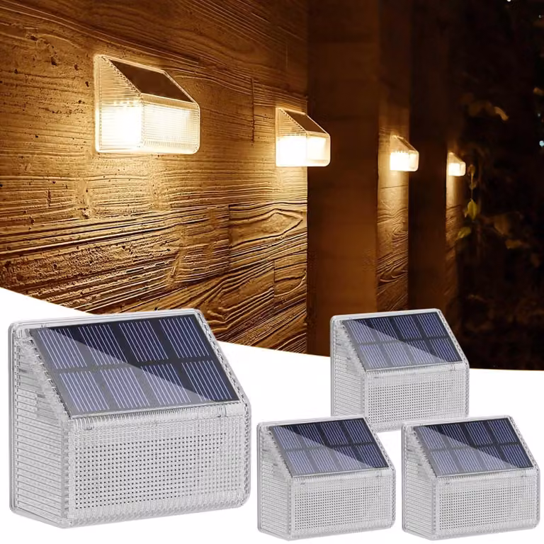 4 lampioni solari a LED, grado di protezione IP68, 50 lumen, luce bianco caldo 2700K