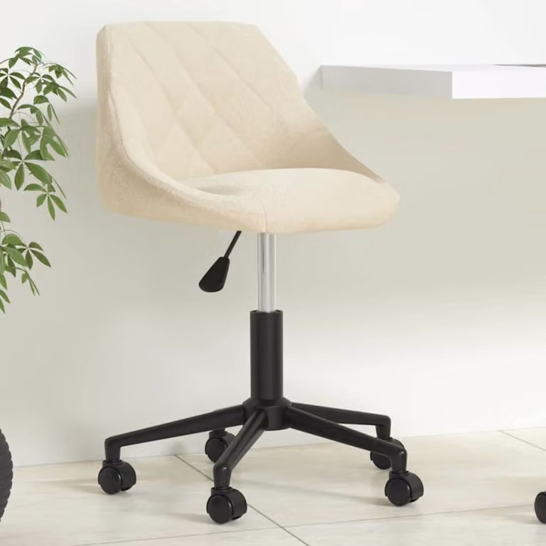 Sedia da ufficio girevole vidaXL in velluto beige con base in metallo e ruote