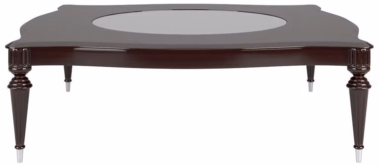 Casa Padrino tavolino barocco con piano in vetro marrone scuro lucido / argento 110 x 110 x h. 45 cm - Tavolino da salotto in stile barocco - Mobili da salotto barocchi