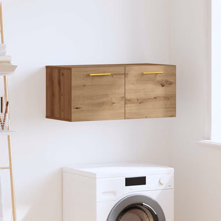 Armadietto a muro vidaXL in legno marrone stile rustico con ante a battente e ripiani interni L/P/H: 80 x 36.5 x 35 cm