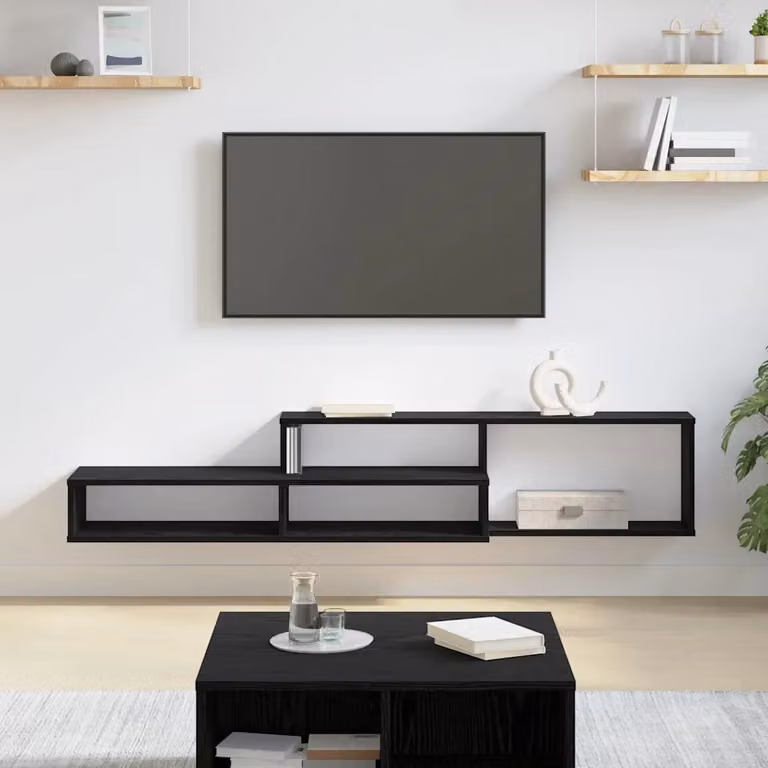 Supporto per TV da parete moderno vidaXL in MDF nero L: 150 cm, P: 25 cm, H: 28,5 cm