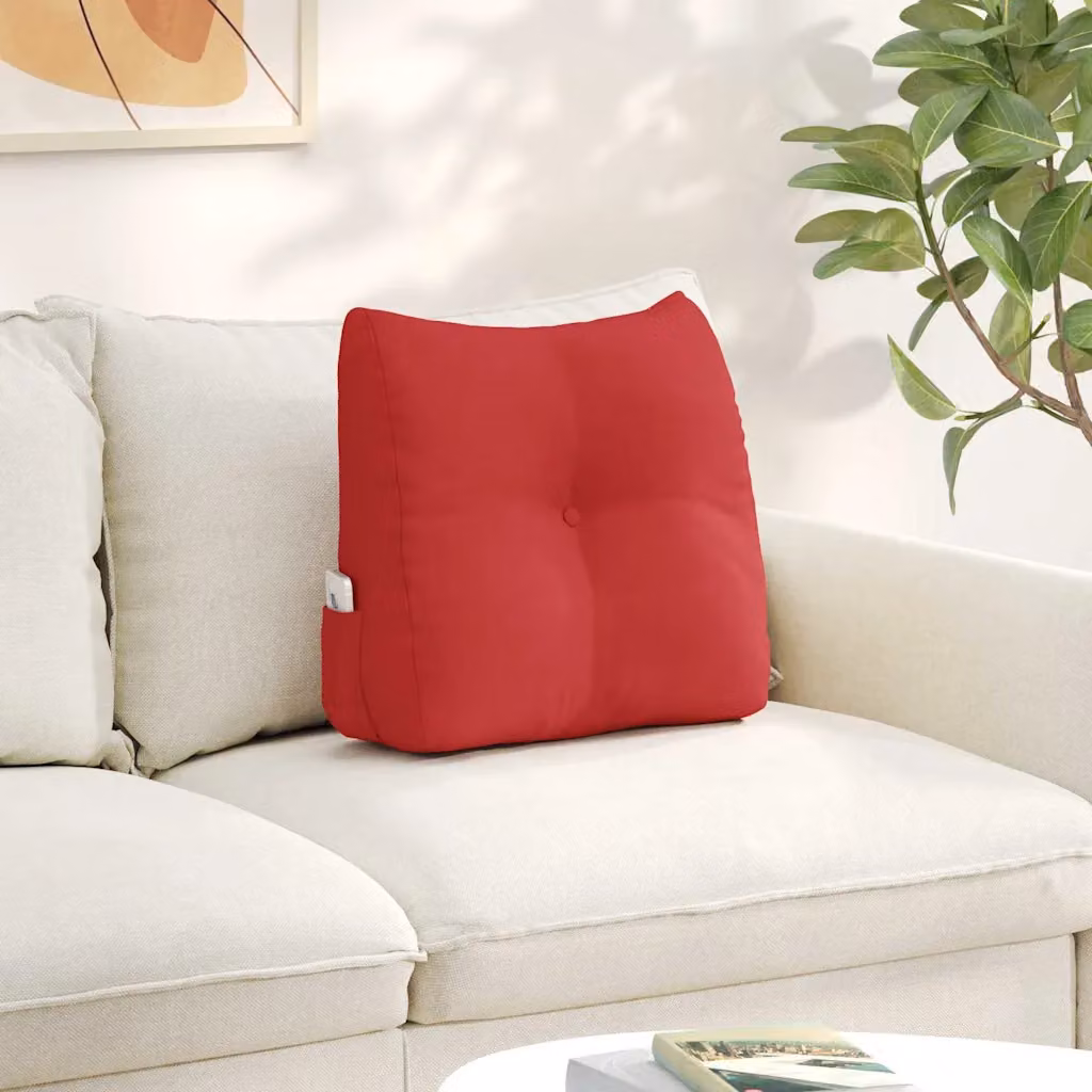 Cuscino per schiena sagomato a cuneo vidaXL Rosso con rivestimento lavabile in poliestere L 45 cm x P 24 cm x H 50 cm