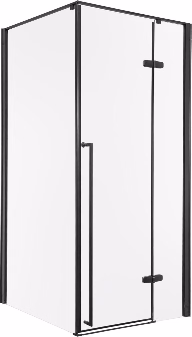 Kerra | Cabina doccia 100×80 Cm - Nero - Design moderno - Vetro temperato, installazione ad angolo, porta unica