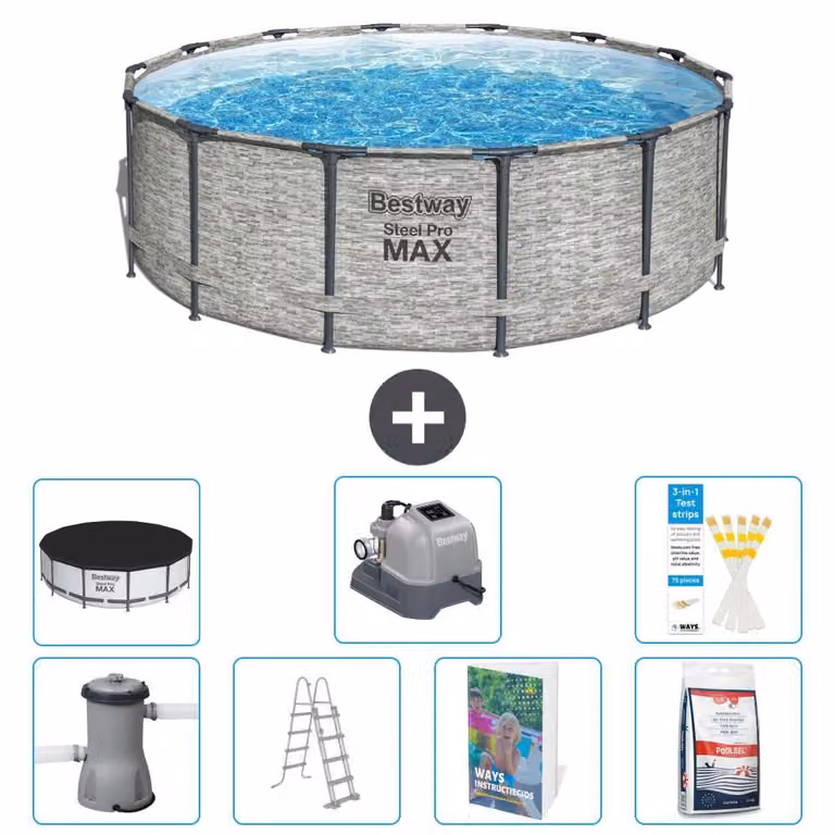 Piscina gonfiabile Bestway Steel Pro MAX, rotonda, 427x122 cm, composta da 6 parti, modello S649