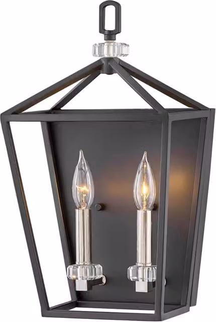 Applique Industrial Nordico Stinson Acciaio Nero E Nichel Lucido 2 Luci E14