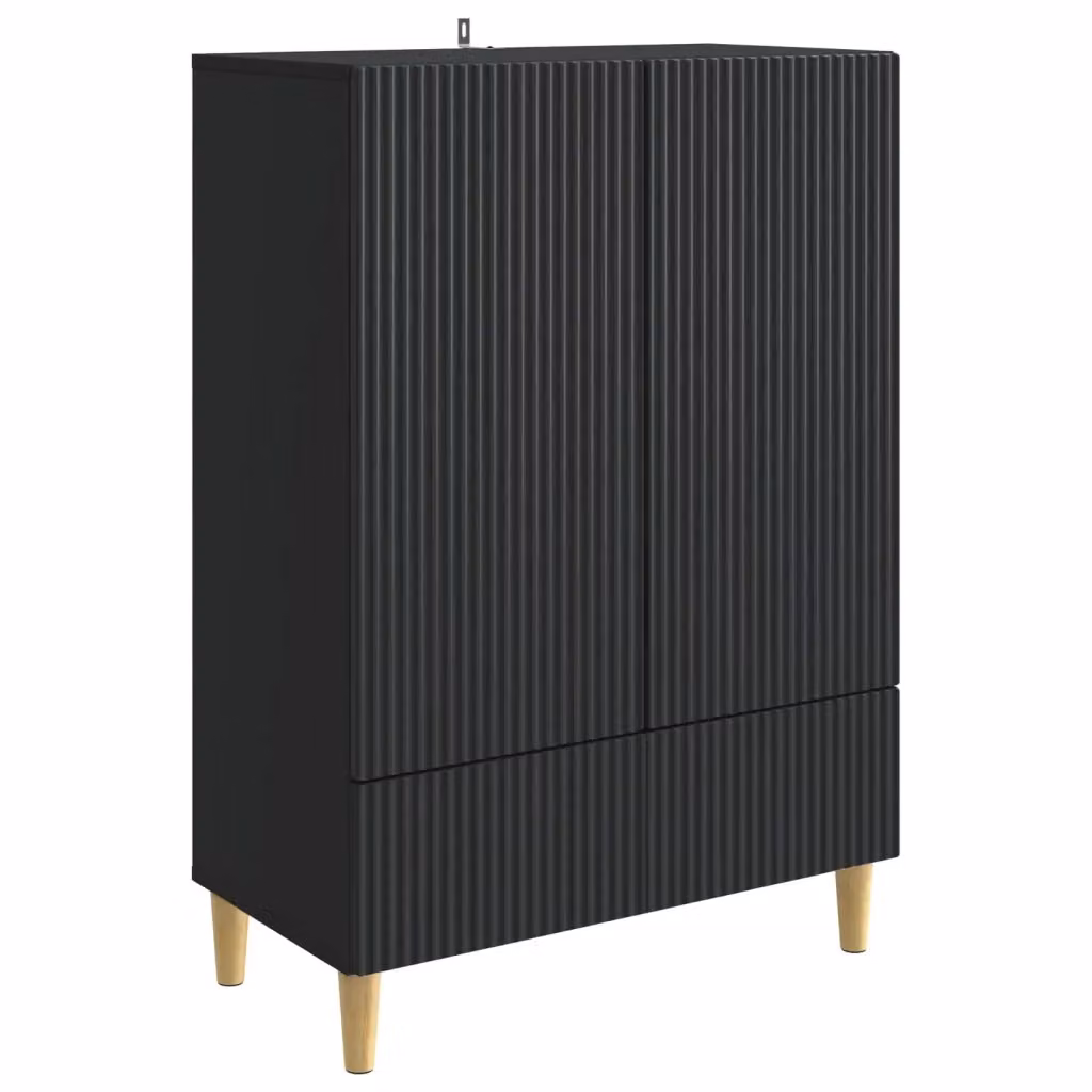 Credenza Buffet Nero in Legno MDF con Design Minimalista L: 66 cm, P: 34,5 cm, H: 95 cm – 2