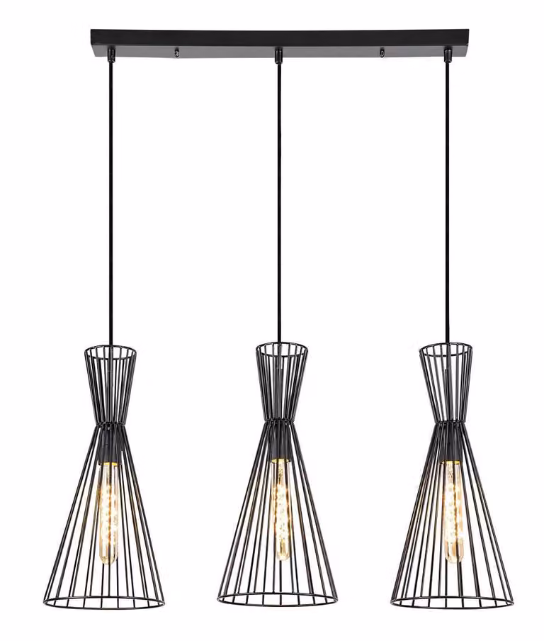 Rabalux 72006 Lampada a sospensione 3 spot Leandros, E27, nero, rotonda, industriale, ø190mm