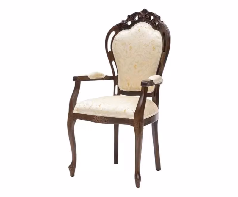 Capotavola classico in legno di noce con tessuto beige fantasia floreale Mobili 2G L/P/H: 60 x 55 x 110 cm – 2