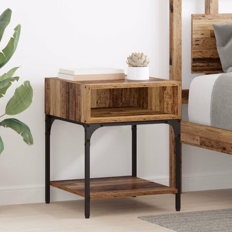 Set di 2 comodini vidaXL in legno stile rustico marrone L/P/H: 40 x 40 x 50 cm
