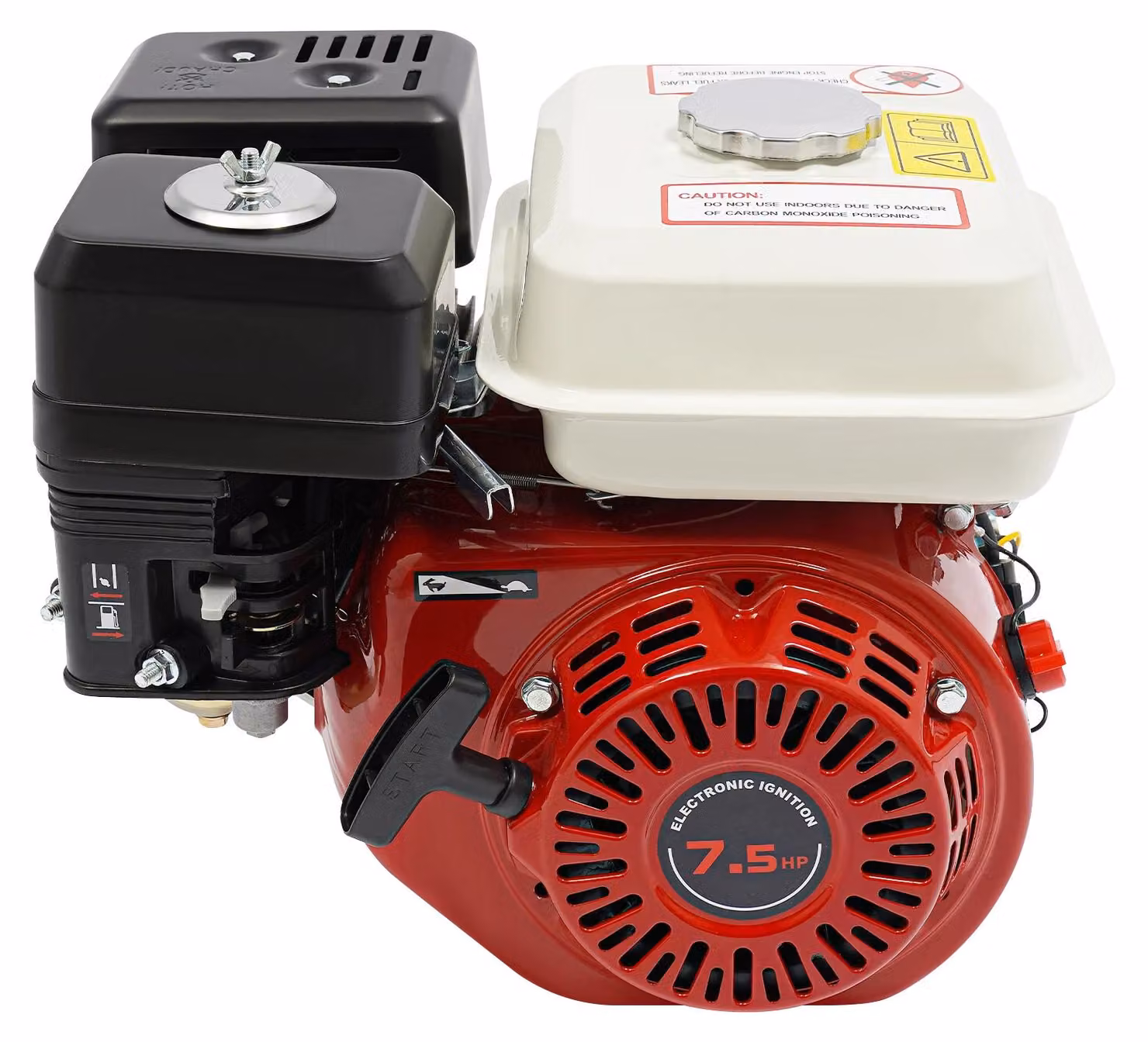 Motore a benzina - Motore a 4 tempi - 3000 W - 7,5 CV - Serbatoio carburante da 3,6 litri - Adatto per pompe idrauliche, vibratori e generatori - Colore: rosso