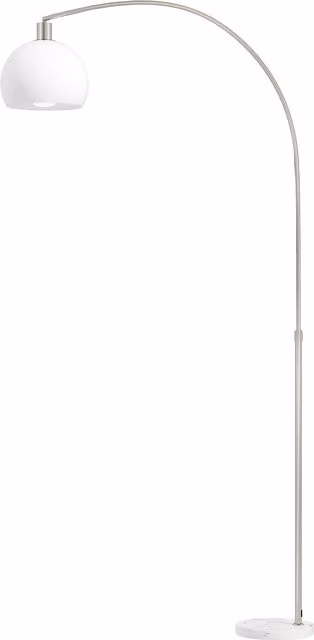 Lampada da terra ad arco HOMCOM con base in marmo e interruttore a pedale, colore bianco – 1