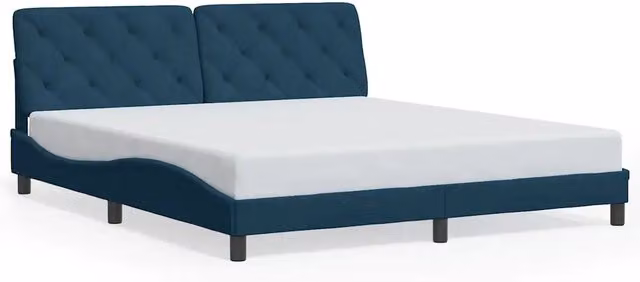 Letto matrimoniale | Letto per adulti | Giroletto senza Materasso Blu 180x200 cm in Velluto