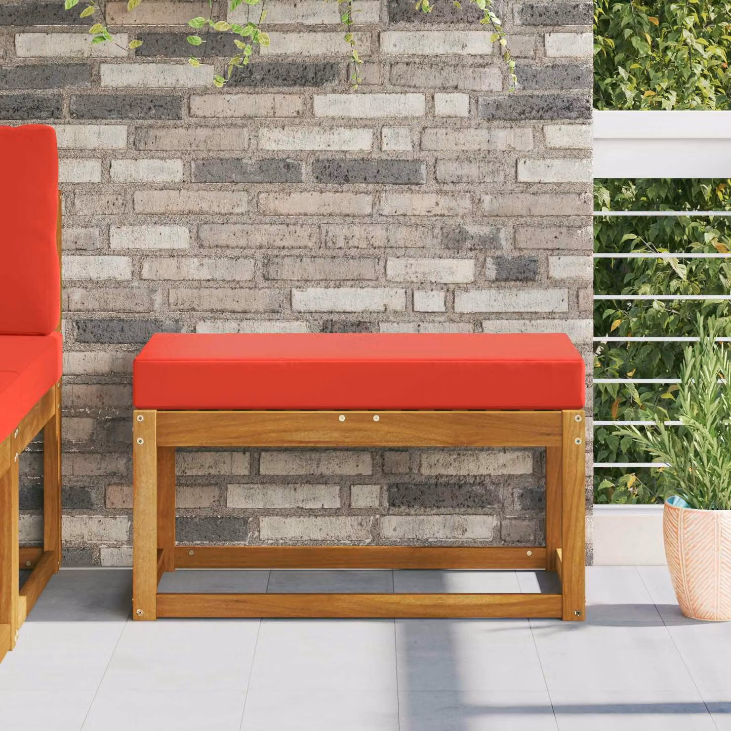vidaXL Cuscino da Sedia Esterno 100% Poliestere Rosso 80 x 40 x 8 cm