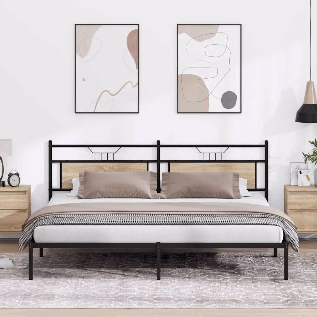 vidaXL Giroletto senza Materasso in Rovere Sonoma e Truciolato, L: 199 cm, P: 207 cm
