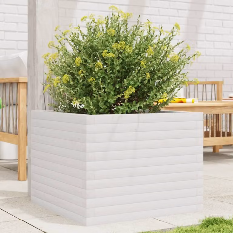 Fioriera da giardino vidaXL in legno di pino bianco L/P/H: 60 x 60 x 45,5 cm