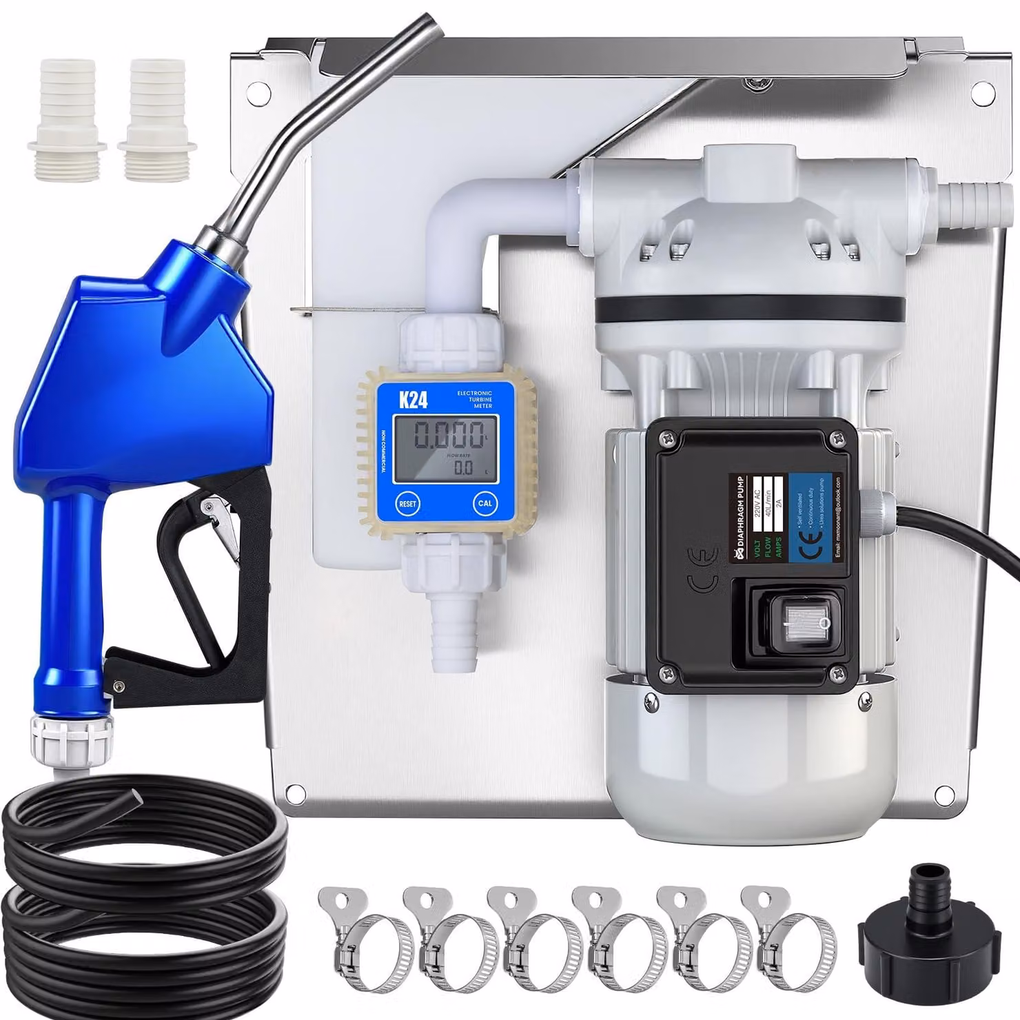 Set di pompe di trasferimento DEF, 40 l/min, 230 V, autoadescanti, con misuratore di portata