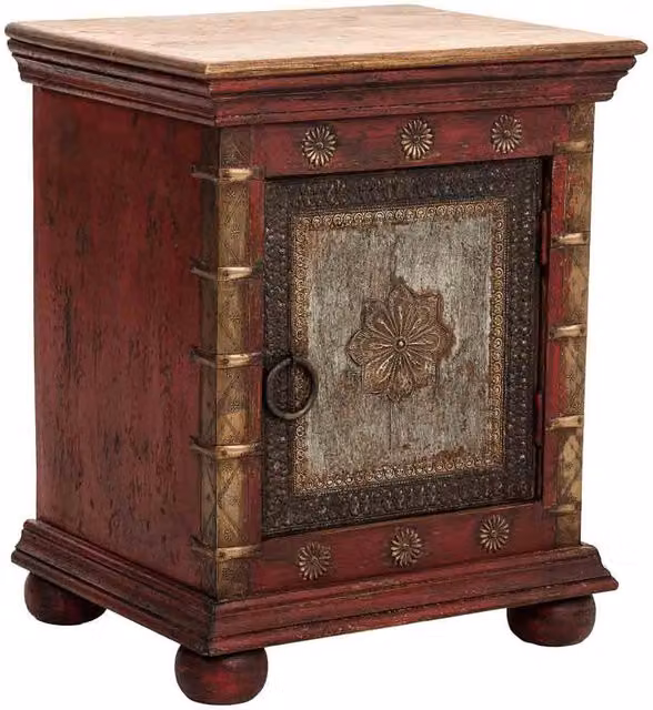 Comodino in legno rosso 50x40x59