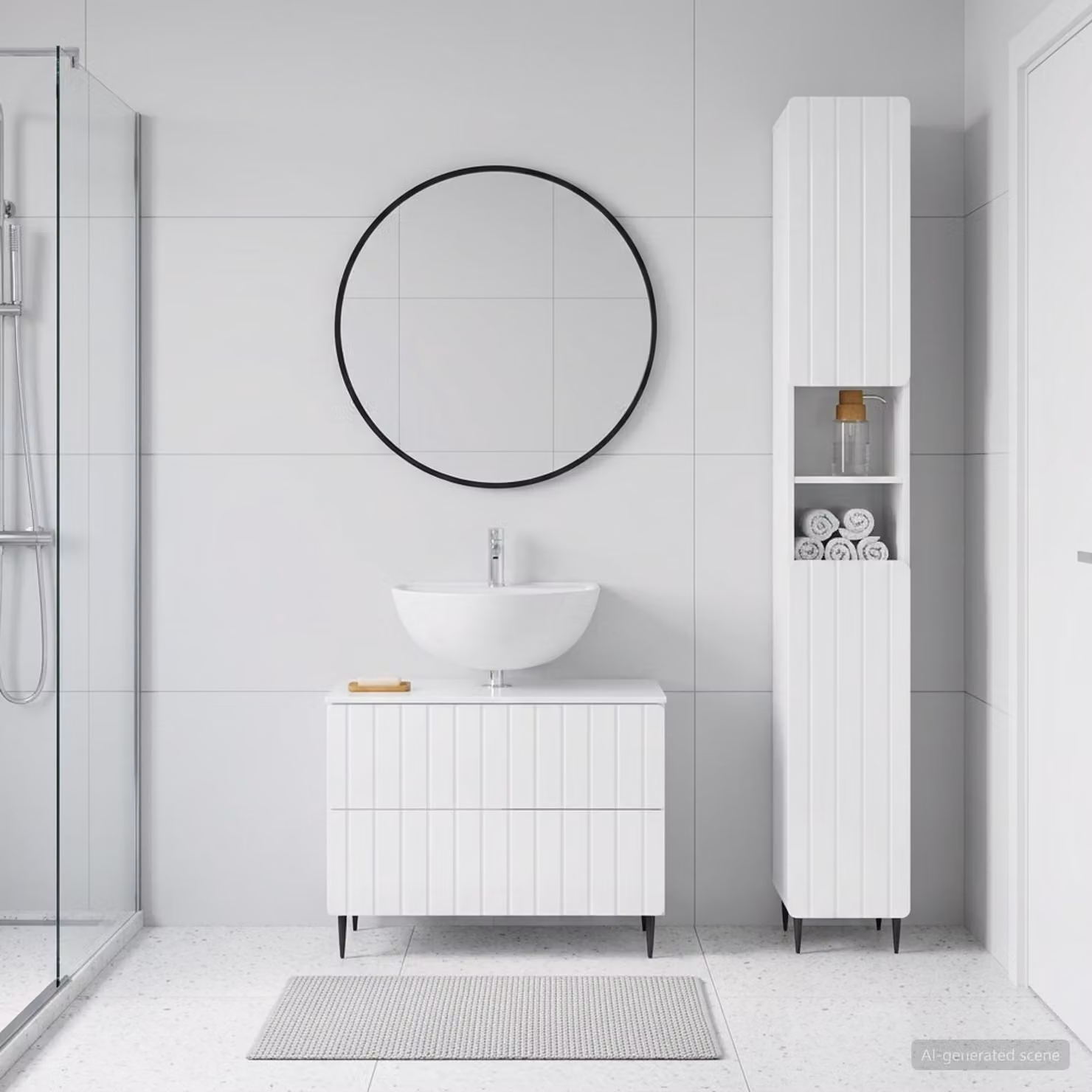 Set di mobili da bagno vidaXL ZWOLLE 2 pezzi, bianco lucido, con pensile e mobile lavabo moderno