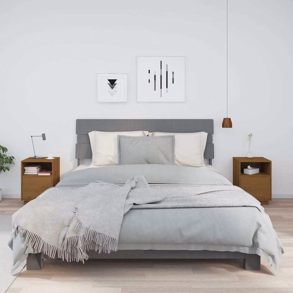 Set di 2 comodini moderni vidaXL in legno massello di pino color ambra L/P/H: 40 x 34 x 55 cm