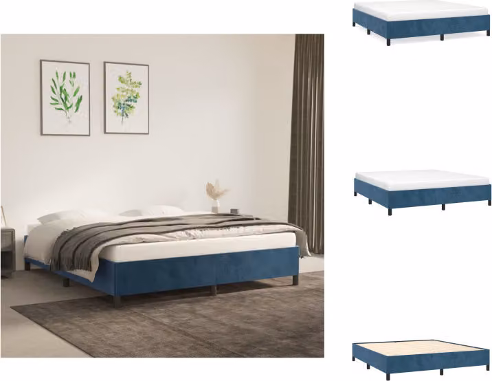 vidaXL Struttura letto blu scuro 160x200 cm in velluto - Letti e strutture letto